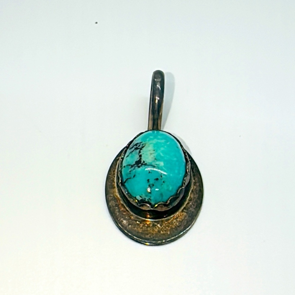 Vintage Navajo signed Turquoise and Sterling silver pendant.​​